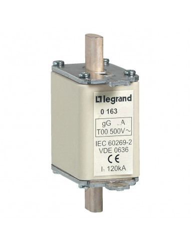 Cartouche industrielle à couteau type gG taille 00 avec voyant 80A LEGRAND 016340