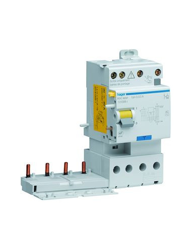 Bloc différentiel double sortie 3P+N 25A 30mA type AC HAGER BDC925F