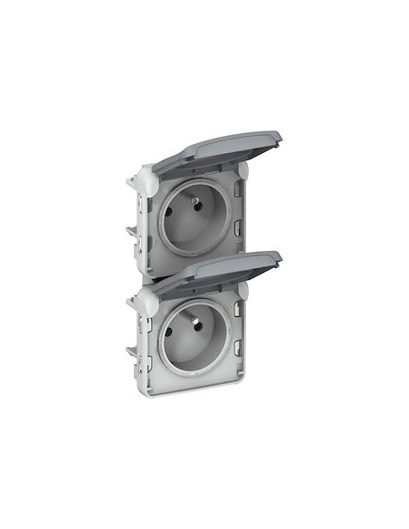 2 Prises 2P+T verticales précâblées composable gris 16A 250V LEGRAND PLEXO 069563