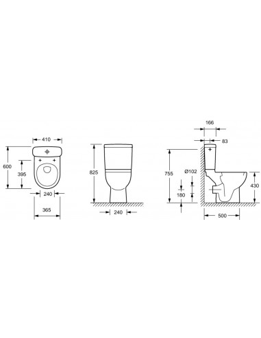 Ensemble cuvette et réservoir compact ODEON UP 60x41 sortie horizontale blanc JACOB DELAFON KOHLER E0374-00