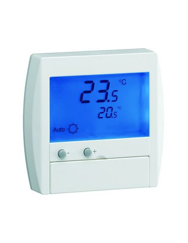 Thermostat ambiance digital semi-encastré chauffage électrique avec entrée fil pilote 230V HAGER 25120