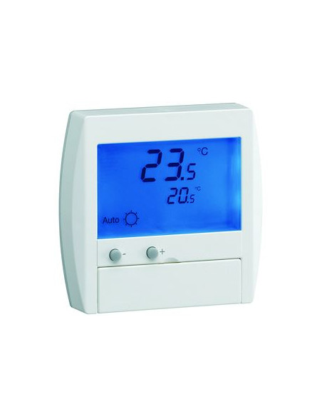 Thermostat ambiance digital semi-encastré chauffage électrique avec entrée fil pilote 230V HAGER 25120