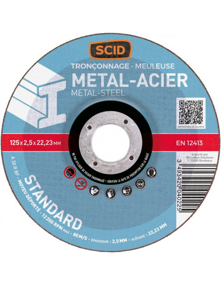 Disque à tronçonner Métaux Standard D.230mm SCID UN582