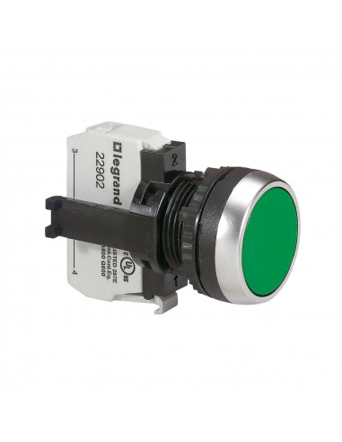 Bouton non lumineux à impulsion affleurant IP69 Osmoz complet vert LEGRAND 023702