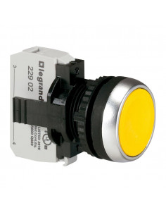 Bouton non lumineux à impulsion affleurant IP69 Osmoz complet jaune LEGRAND 023704