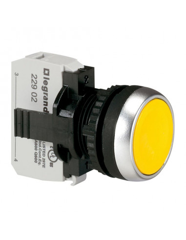Bouton non lumineux à impulsion affleurant IP69 Osmoz complet jaune LEGRAND 023704