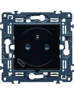 Prise de courant affleurante avec USB-C noire HAGER WXF114N 2