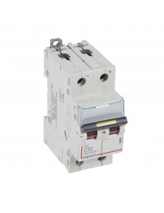 Disjoncteur DX³ 16kA courant continu arrivée vis et sortie basse vis 32A courbe C 2 modules LEGRAND 409571