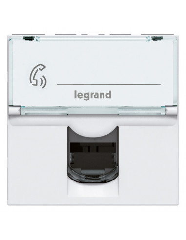 Prise RJ11 4 contacts Mosaic 2 modules blanc LEGRAND 078731