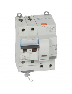 Disjoncteur Différentiel DX3 Vis 2 Pôles 400V 10A Type AC 300MA 10KA Courbe C 4 Modules LEGRAND 411171