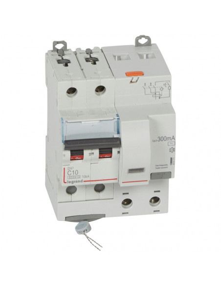 Disjoncteur Différentiel DX3 Vis 2 Pôles 400V 10A Type AC 300MA 10KA Courbe C 4 Modules LEGRAND 411171