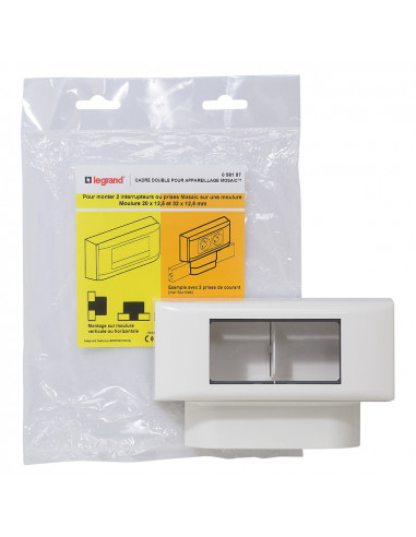 Cadre double pour appareillage Mosaic pour moulures 12,5mm LEGRAND 098187