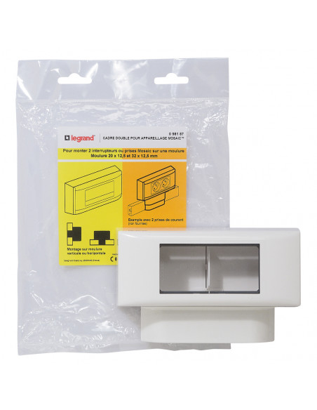 Cadre double pour appareillage Mosaic pour moulures 12,5mm LEGRAND 098187