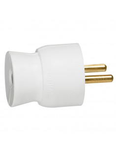 Fiche plastique 2P+T 16A à sortie droite blanc LEGRAND 050100