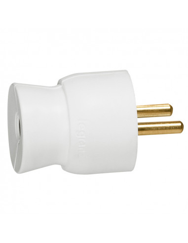 Fiche plastique 2P+T 16A à sortie droite blanc LEGRAND 050100