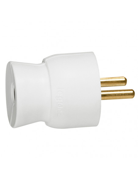 Fiche plastique 2P+T 16A à sortie droite blanc LEGRAND 050100