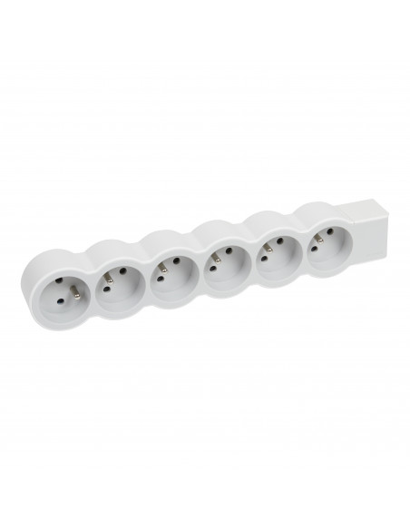 Multiprise extra-plate équipée de 6 prises 2P+T 16A 3680W à câbler blanc et gris clair LEGRAND 049499