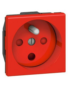 Prise 2P+T à détrompage Mosaic avec connexion par bornes à vis 2 modules rouge LEGRAND 077114