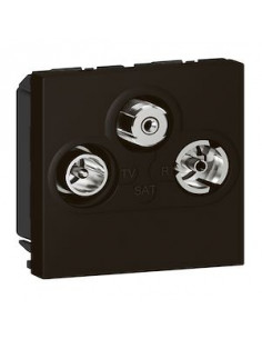 Prise TV-R-SAT Mosaic FM et DAB+ 2 modules noir mat LEGRAND 079186L