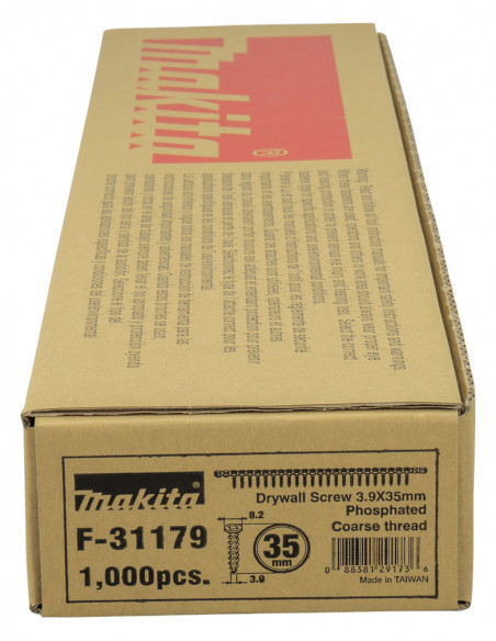 1000 Vis en bande pour plaque de plâtre sur support bois 3,9X35mm MAKITA F-31179