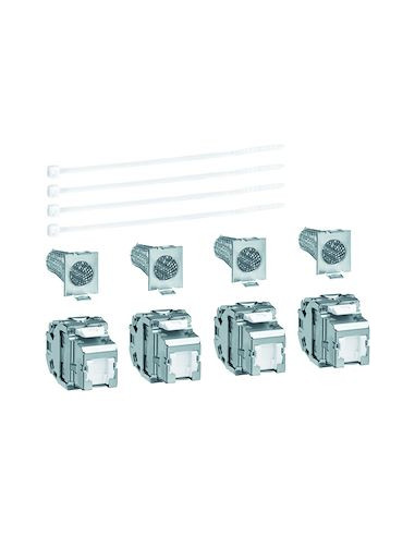 Jeu de 4 connecteurs RJ45 catégorie 6 pour grade 2 TV HAGER TN007