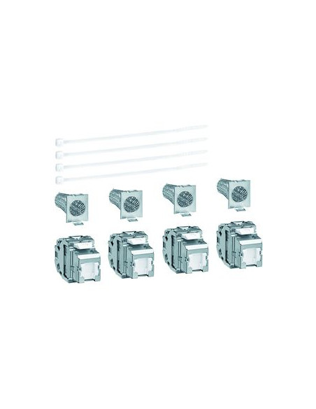 Jeu de 4 connecteurs RJ45 catégorie 6 pour grade 2 TV HAGER TN007