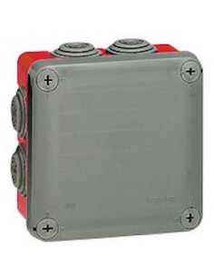 Boîte de dérivation carrée Rouge Grise Plexo 105x105x55mm finition RAL7037 et RAL3000  LEGRAND 092025