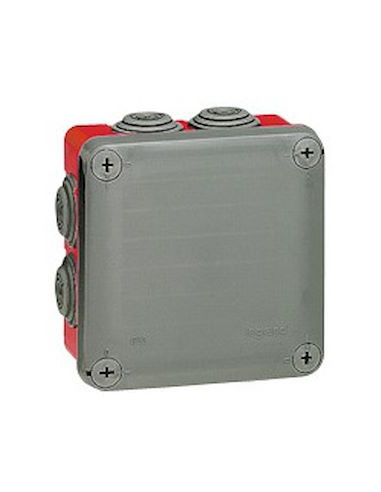 Boîte de dérivation carrée Rouge Grise Plexo 105x105x55mm finition RAL7037 et RAL3000  LEGRAND 092025
