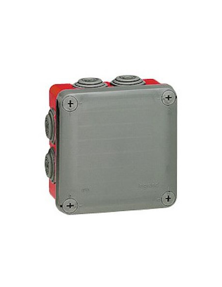 Boîte de dérivation carrée Rouge Grise Plexo 105x105x55mm finition RAL7037 et RAL3000  LEGRAND 092025