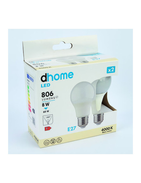 AMP LED C STD E27 4000K 806 /2 DHOME A60-8 E27 4000K 806LM X2