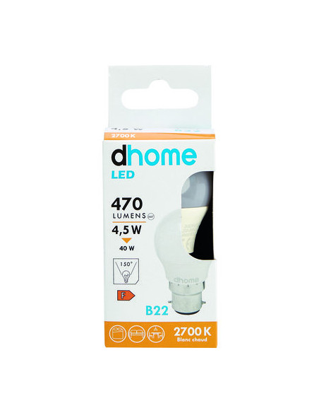 AMP LED C SPH B22 2700K 470LM DHOME G45-146 B22 2700K 470LM