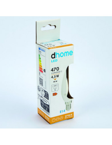 AMP LED C FLA E14 2700 470LM D DHOME C35-6D E14 2700K 470LM D
