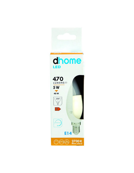 AMP LED C FLA E14 2700 470LM D DHOME C35-6D E14 2700K 470LM D
