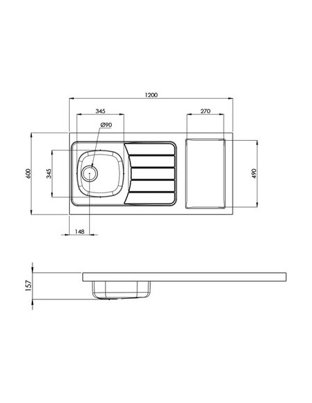 EVIER CUIS INOX ISEO1200-18/10 MODERNA CPBD120A30