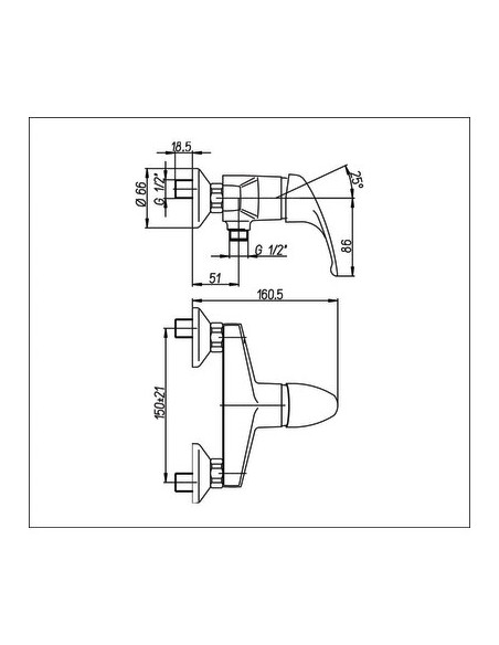 MITIGEUR DOUCHE EA 150 MM SANIFIRST 75072