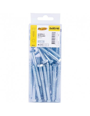 TIREFOND ACIER 4.8 8X80 /50 FIXPRO FPRO4018080BP50