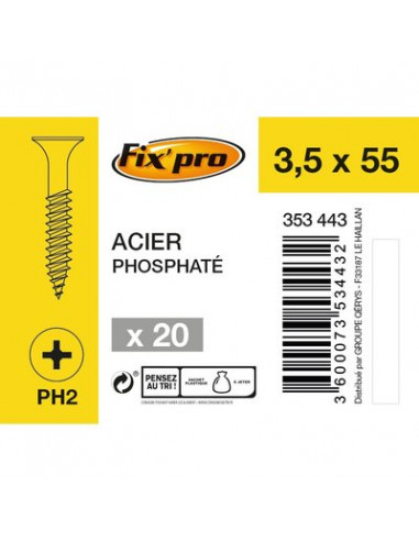 VIS PLAC A.NOIR PH 3,9X55 /20 FIXPRO FPRO7033555S20