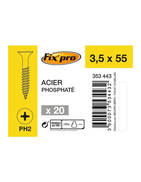 VIS PLAC A.NOIR PH 3,9X55 /20 FIXPRO FPRO7033555S20