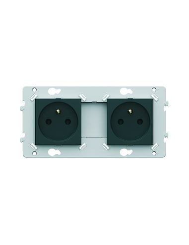 Prise double Essensya 2P+T Pré câblées Anthracite HAGER WE122A