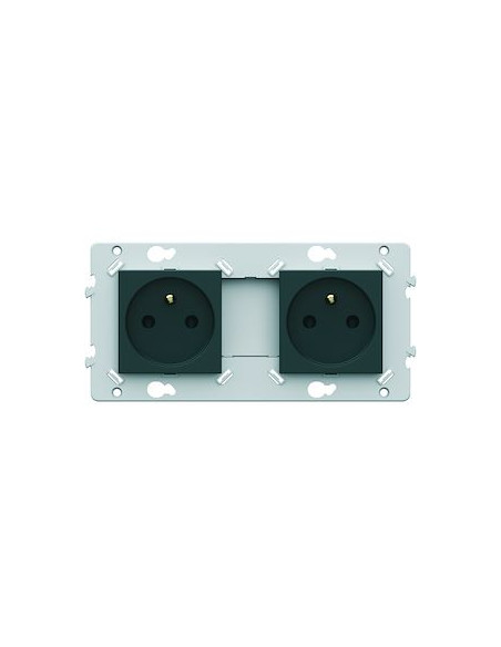 Prise double Essensya 2P+T Pré câblées Anthracite HAGER WE122A