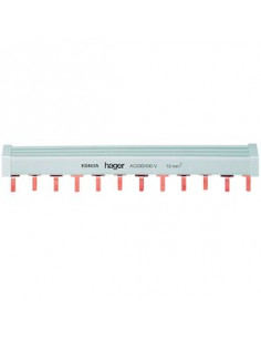 Barre de pontage 3P+N 63A languette 10mm² 12 Modules HAGER KB463A