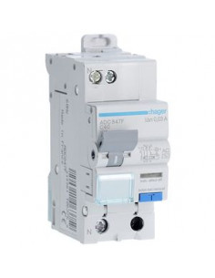 Disjoncteur Différentiel 1P+N 4.5kA C-40A 30mA type AC 60Hz HAGER ADC847F 2