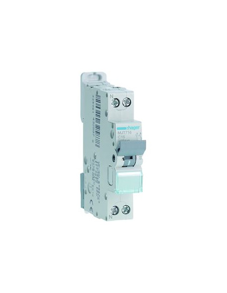 Disjoncteur 1P+N 6kA courbe C 16A 1 module HAGER MJT716