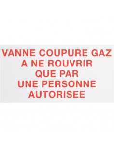 Étiquette plastique rigide rectangulaire Vanne de coupure Gaz CODITHERM CZ06 2