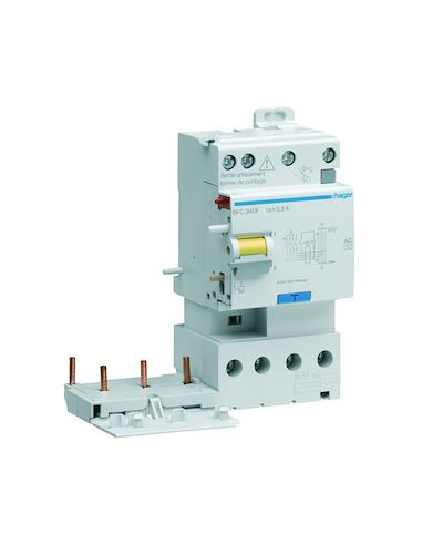 Bloc différentiel double sortie 3P+N 40A 300mA type AC HAGER BFC940F