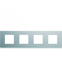 Plaque gallery plastique peint 4 postes horizontale 71mm titane HAGER WXP0114