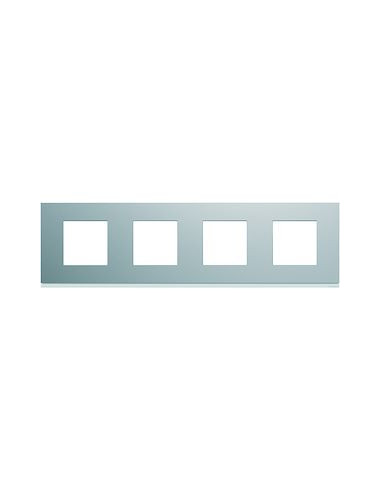 Plaque gallery plastique peint 4 postes horizontale 71mm titane HAGER WXP0114