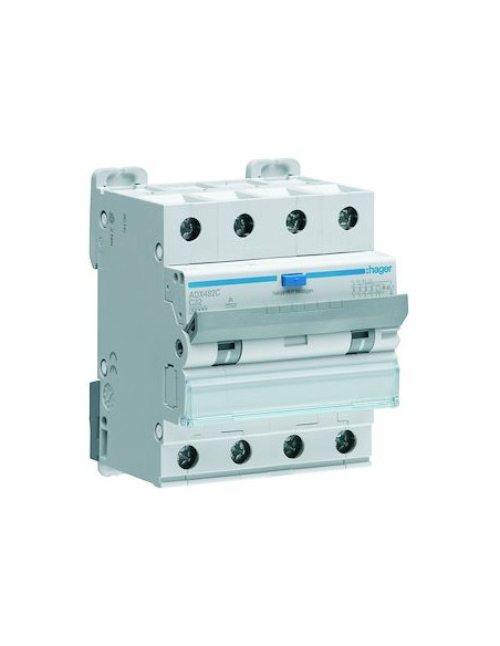 Disjoncteur différentiel 4 Pôles 10kA C 32A 30mA type A HAGER ADX482C