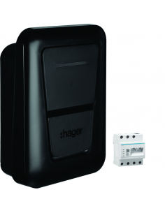 witty plus borne de recharge IP55 1x 7,4/22kW T2+RFID+APP BLE+OCPP+MID+XEM470 HAGER XVL122SFL