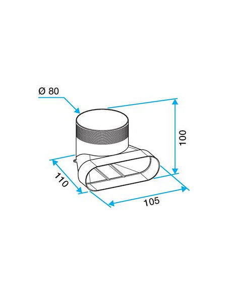 Coude mixte pour bouche D.80 mm 40x100 ALDES 11023002